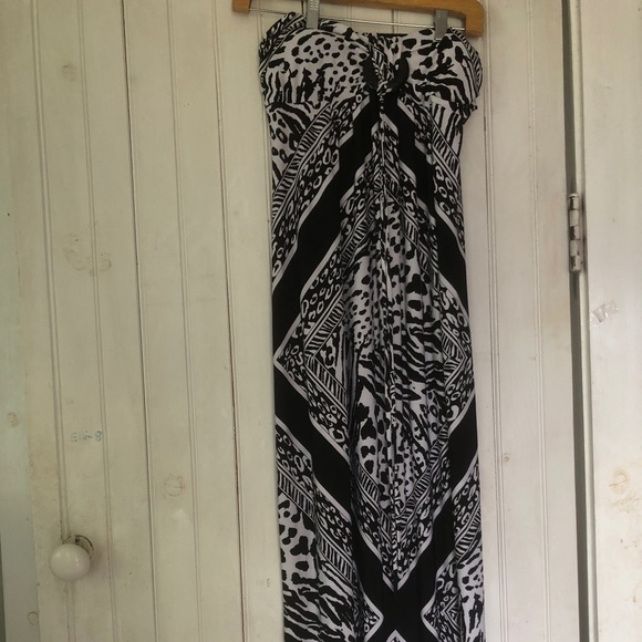Black and white strapless summer dress - Picture 1 of 2